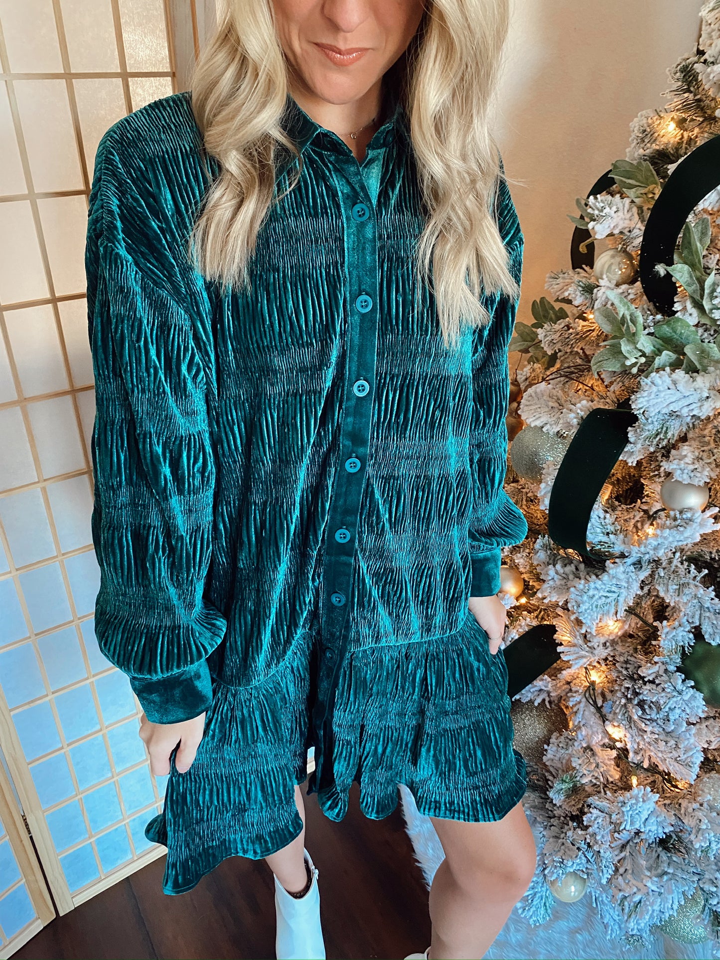 Evergreen Velvet Dress