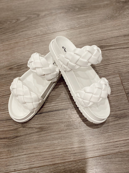 Poolside White Braided Sandals