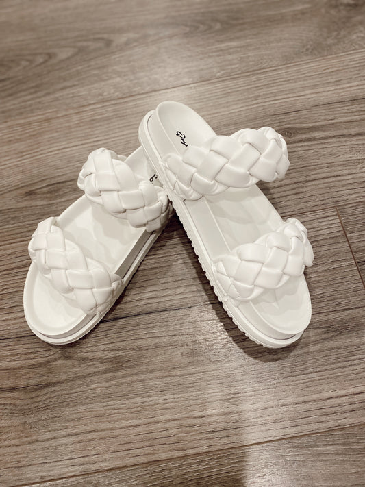 Poolside White Braided Sandals