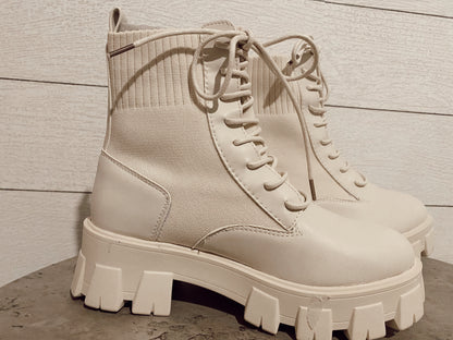 Eliza Cream Lace Up Boots