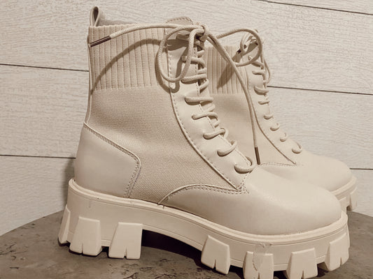 Eliza Cream Lace Up Boots