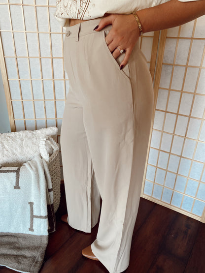 Everly Solid Taupe Trousers