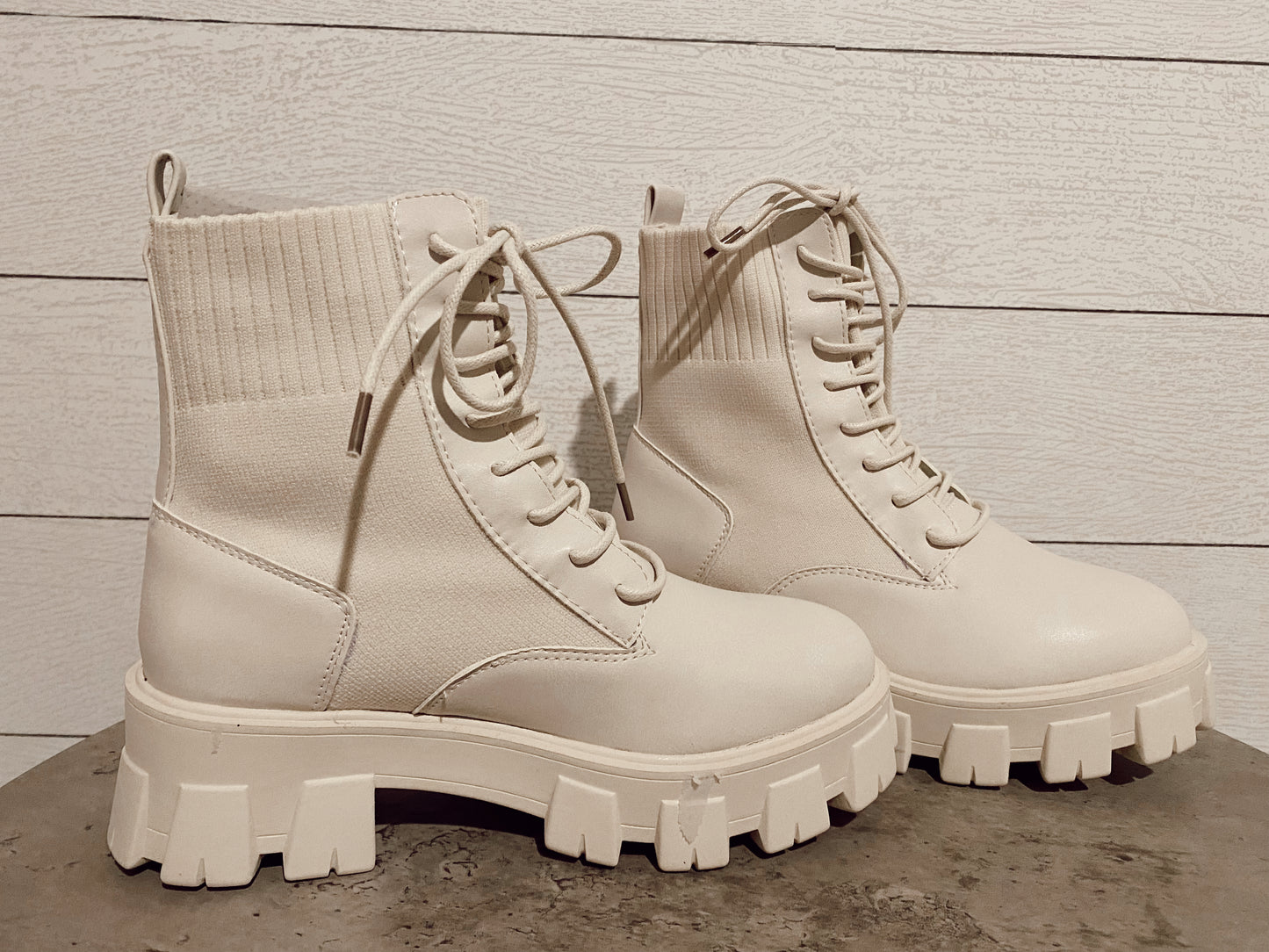 Eliza Cream Lace Up Boots