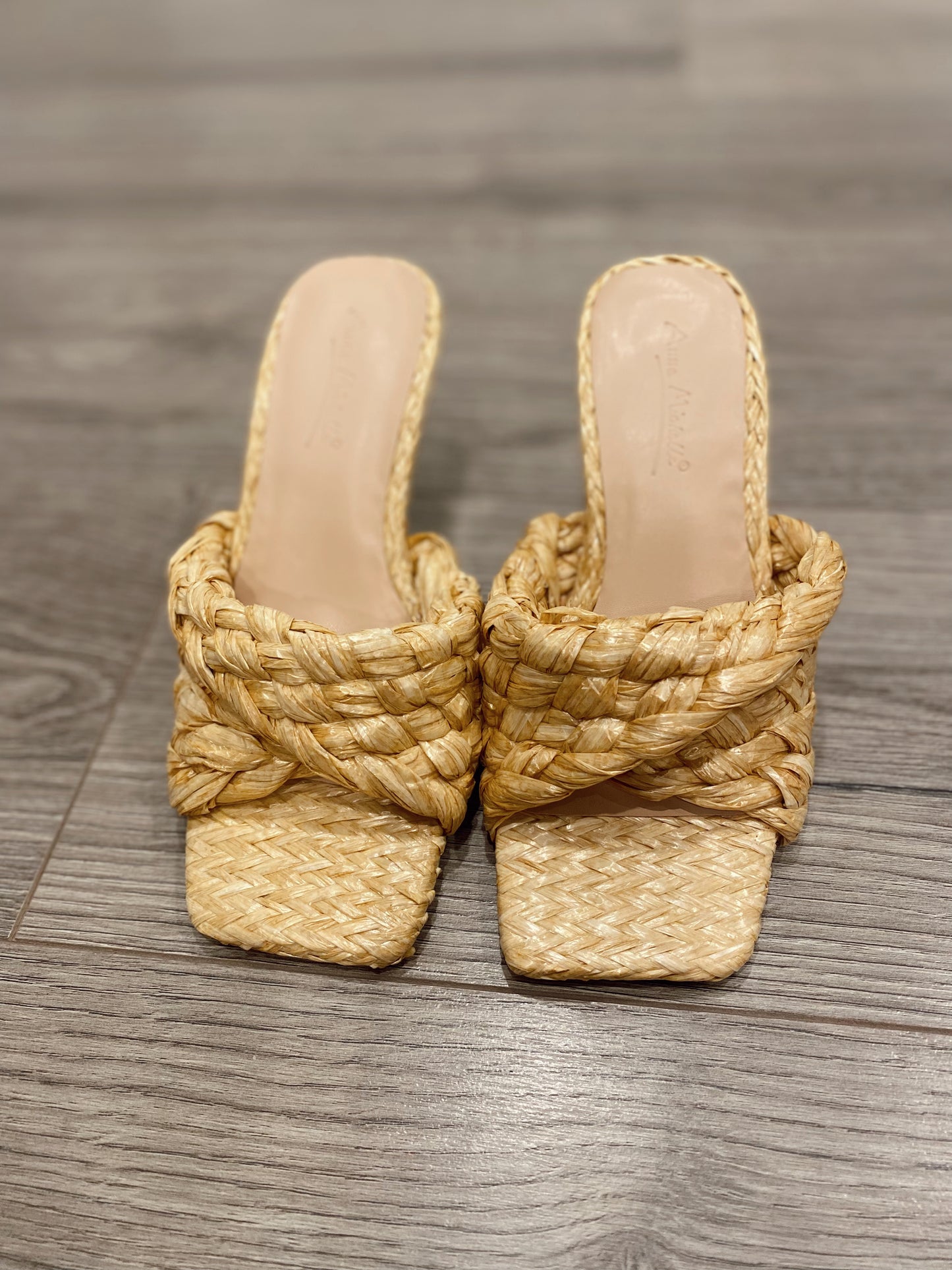 Woven Straw Strap Heel