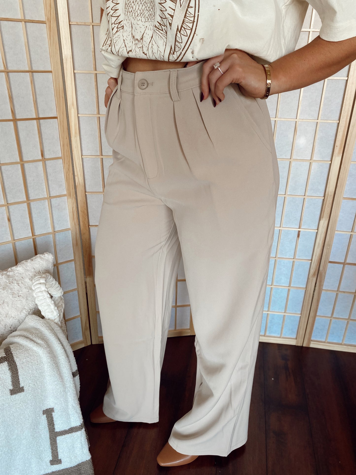 Everly Solid Taupe Trousers