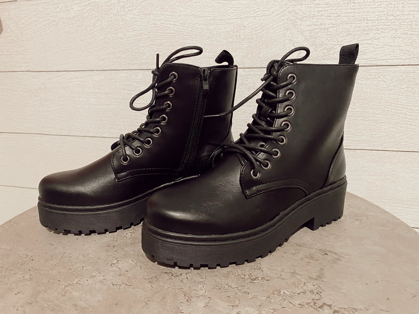 London Black Combat Boots