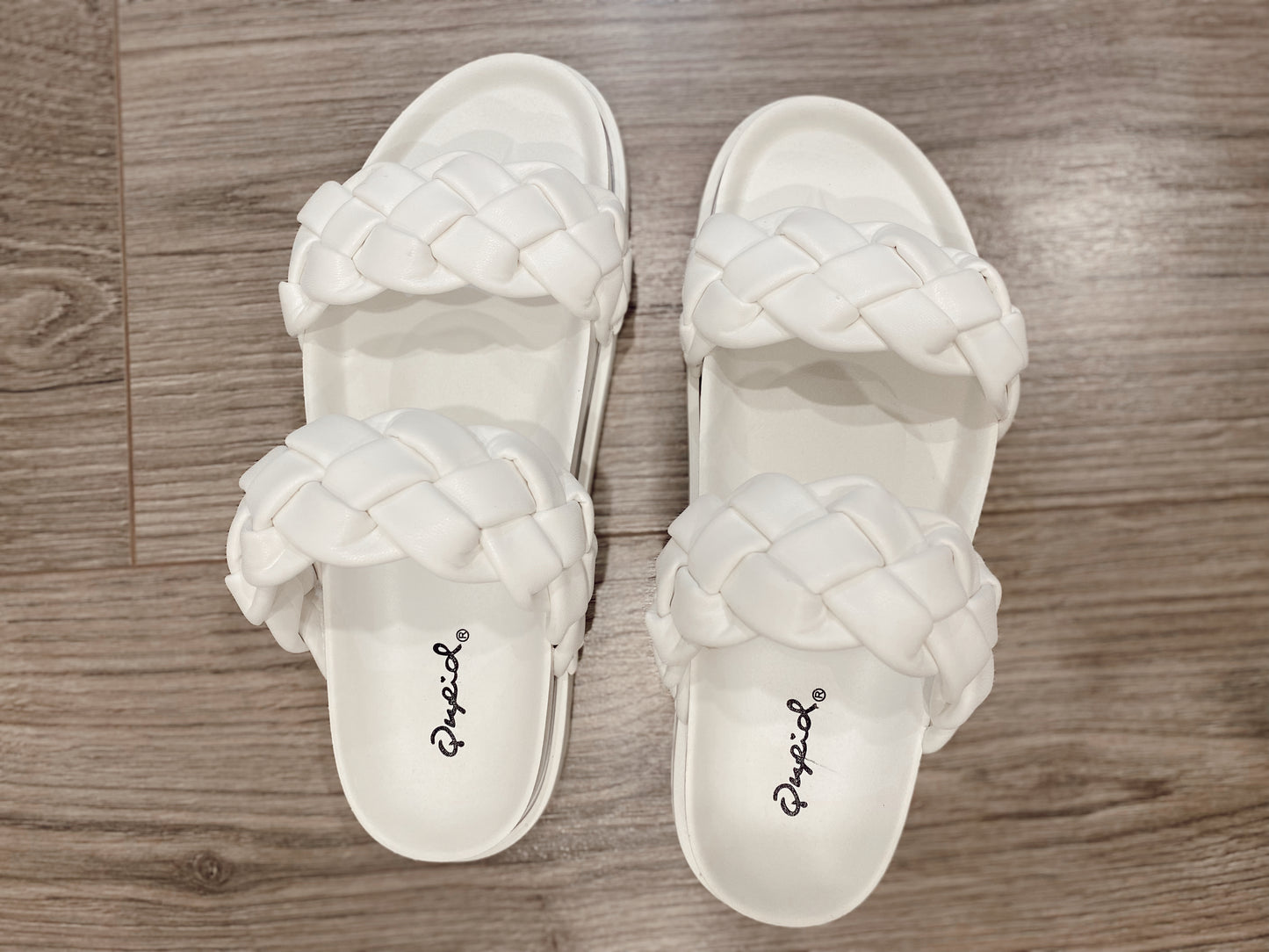 Poolside White Braided Sandals