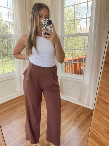 Coffee High Rise Trousers