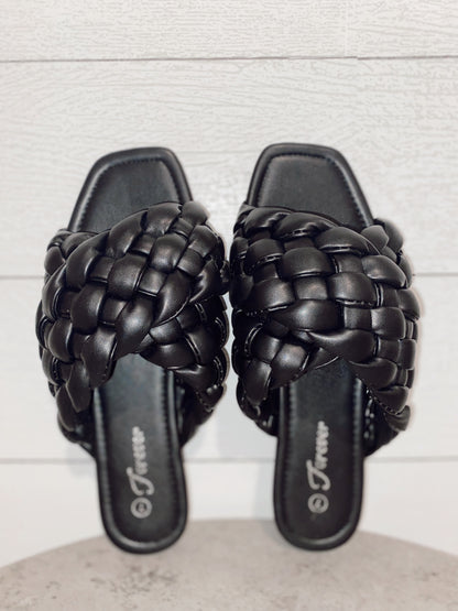 Braided Strap Sandals Black