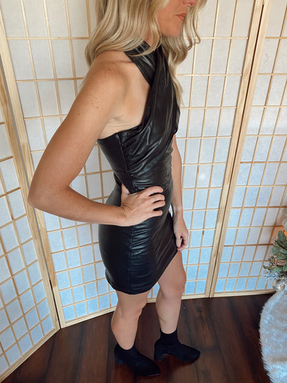 It Girl Faux Leather Mini Dress