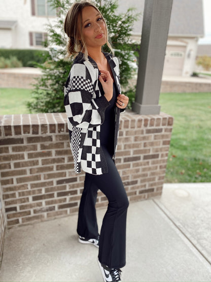 Shannon Black Checkered Cardi