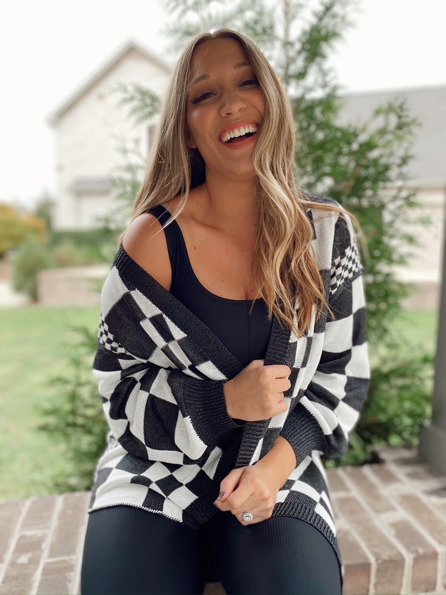 Shannon Black Checkered Cardi