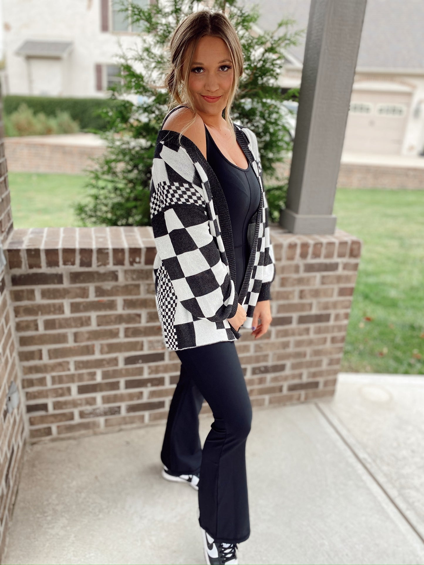 Shannon Black Checkered Cardi