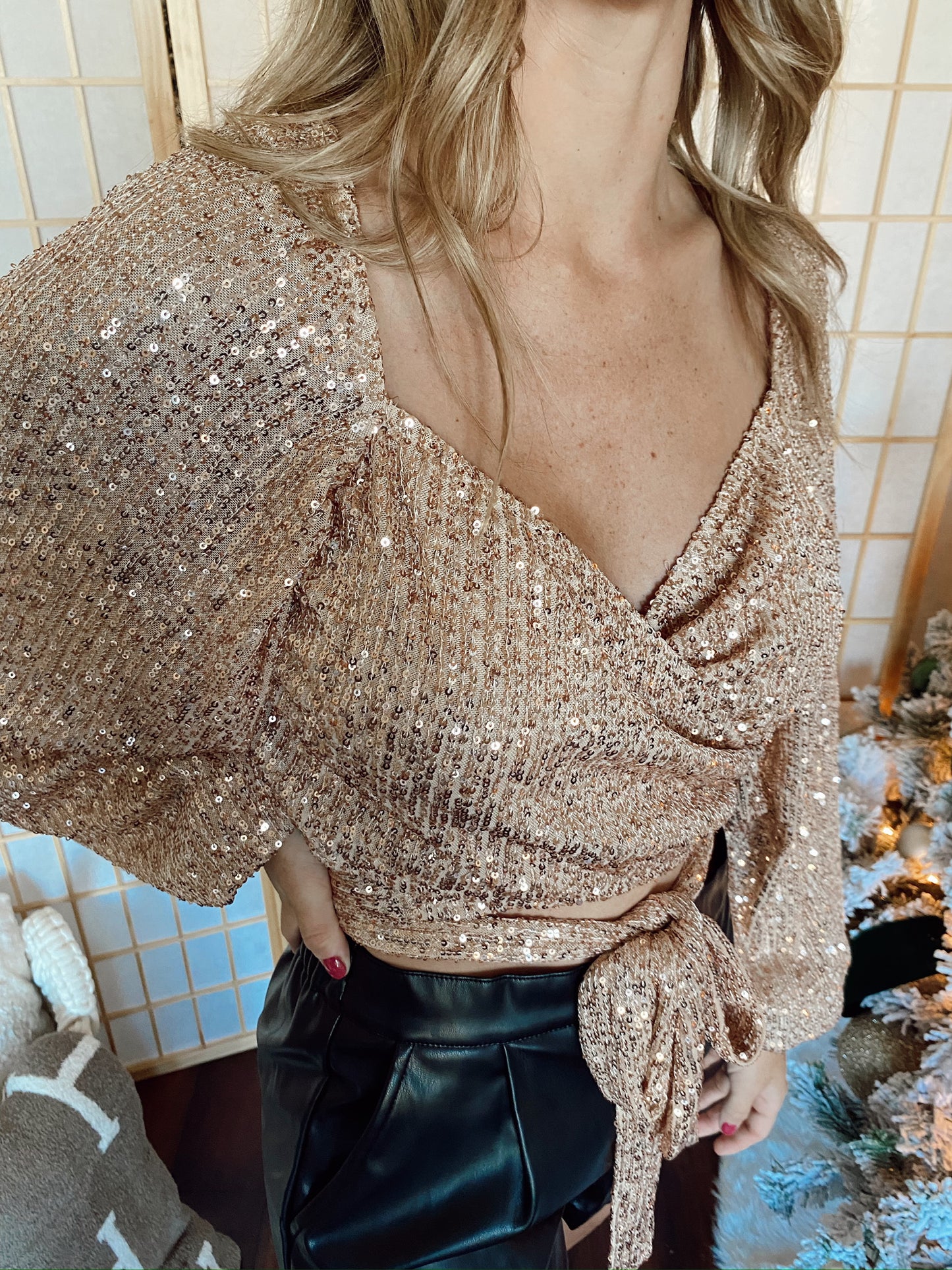 Cheers Sequin Wrap Top